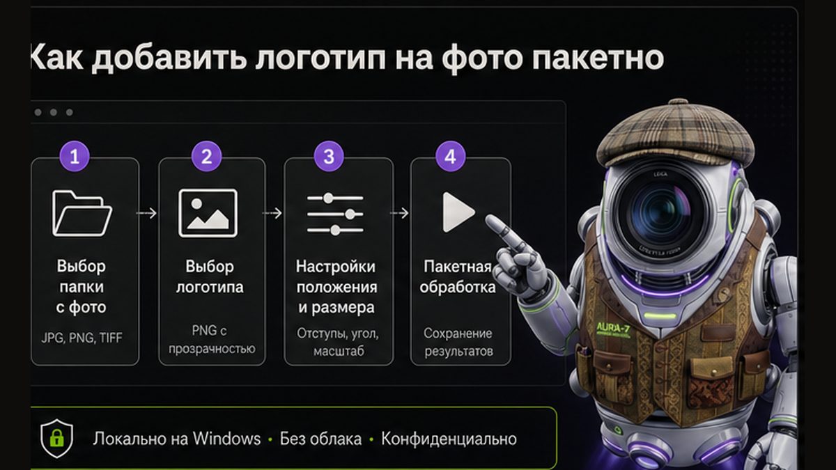 Иллюстрация: Как добавить логотип на фото пакетно: папка, очередь и единый пресет
