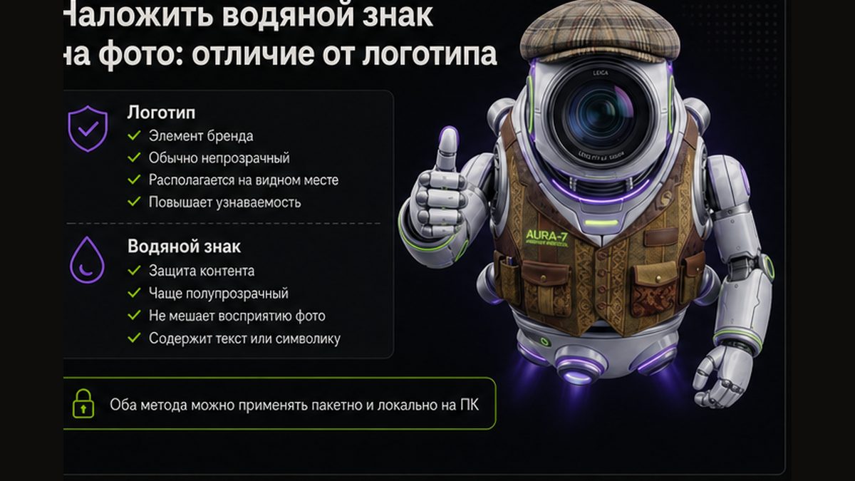 Иллюстрация: Наложить водяной знак на фото: отличие от логотипа