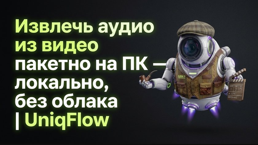 Извлечь аудио из видео пакетно на ПК — локально, без облака | UniqFlow