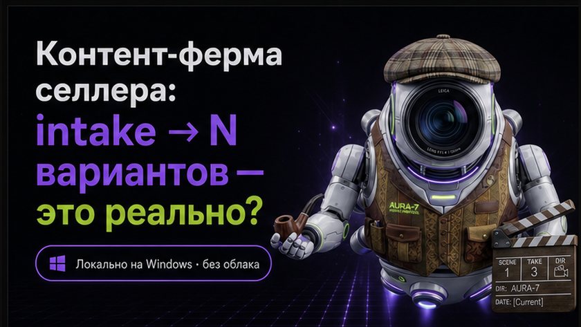 Обложка: контент-ферма селлера маркетплейса — пакетный workflow от intake до N вариантов