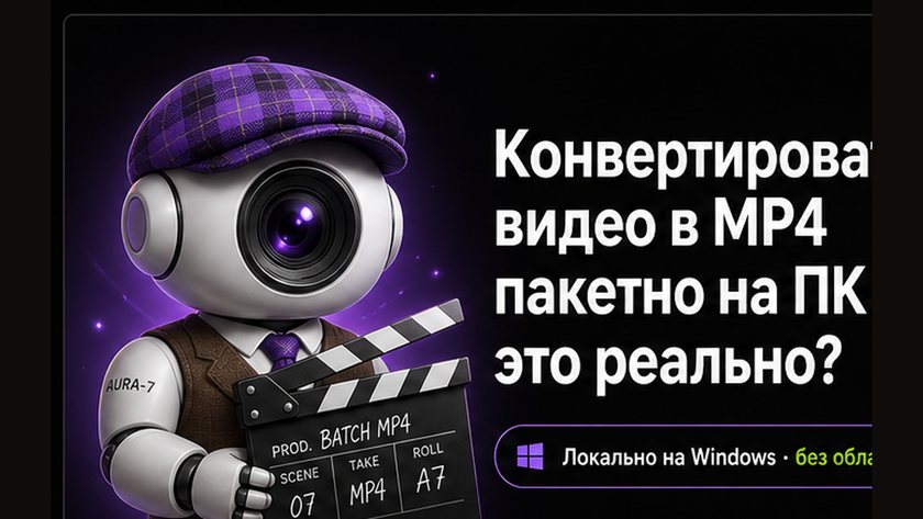 Обложка: Конвертировать видео в MP4 пакетно на ПК — локально, без облака