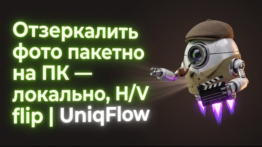 Отзеркалить фото пакетно на ПК — локально, H/V flip | UniqFlow