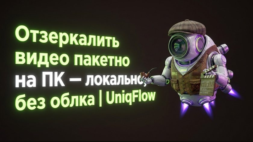 Отзеркалить видео пакетно на ПК — локально, без облака | UniqFlow