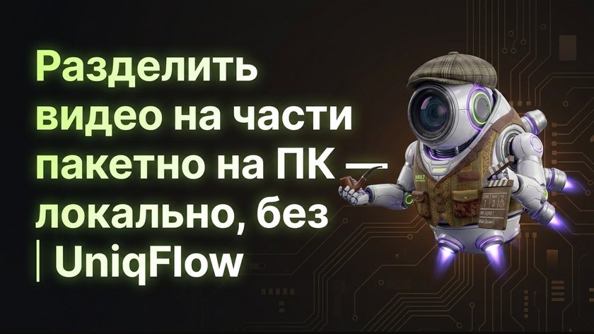Разделить видео на части пакетно на ПК — локально, без | UniqFlow