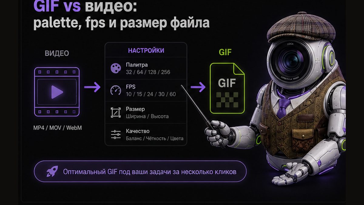 Иллюстрация: GIF vs видео — palette и размер