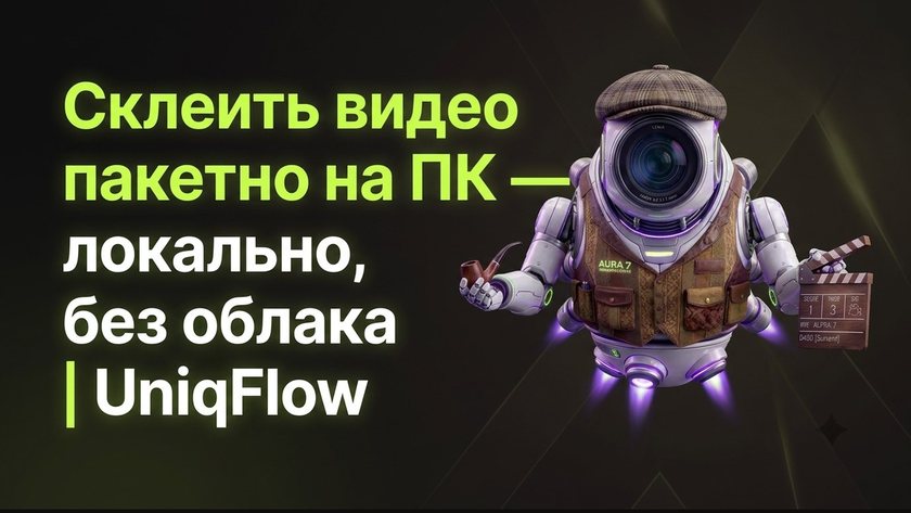 Склеить видео пакетно на ПК — локально, без облака | UniqFlow