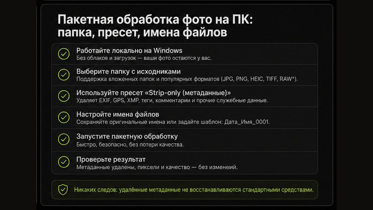 Иллюстрация: Пакетная обработка фото на ПК: папка, пресет, имена файлов