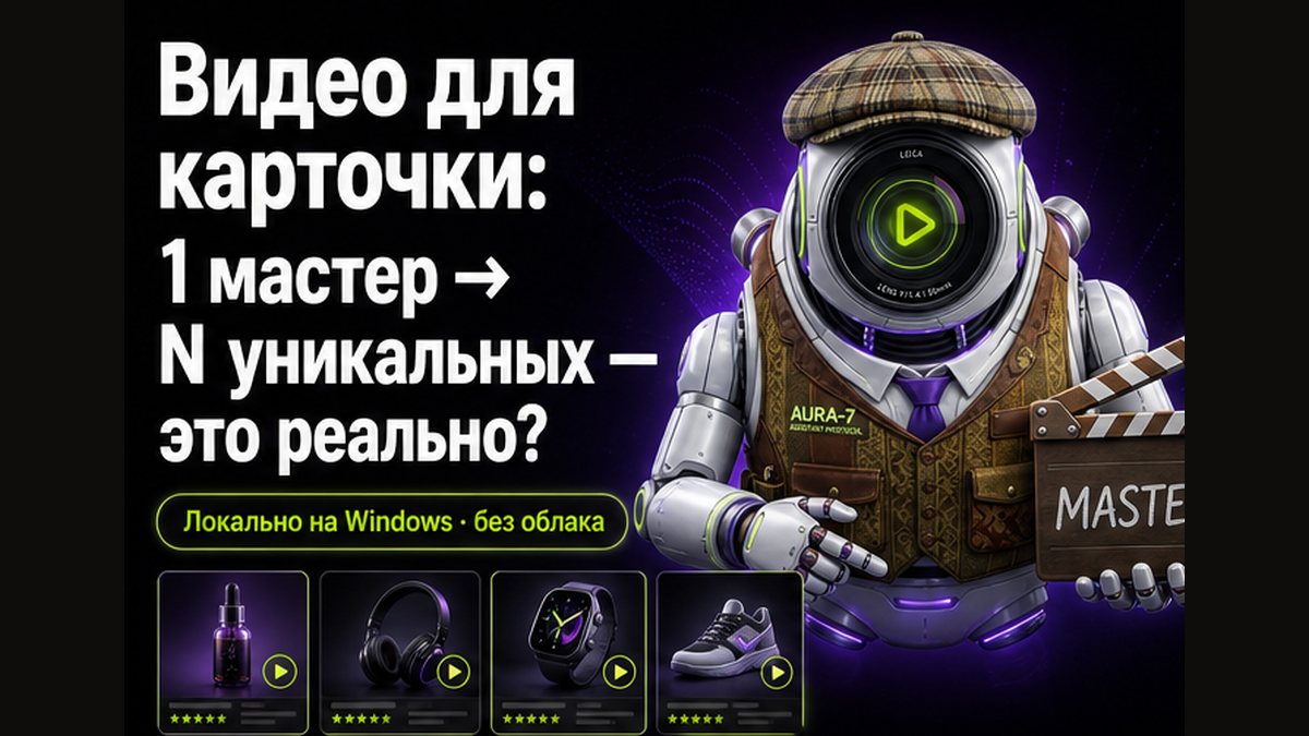Обложка: видео для карточки товара на маркетплейсе — один мастер → N уникальных вариантов