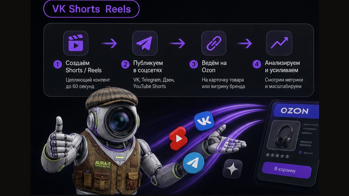 Иллюстрация: Короткие видео для Ozon: VK, YouTube Shorts, Reels и TikTok