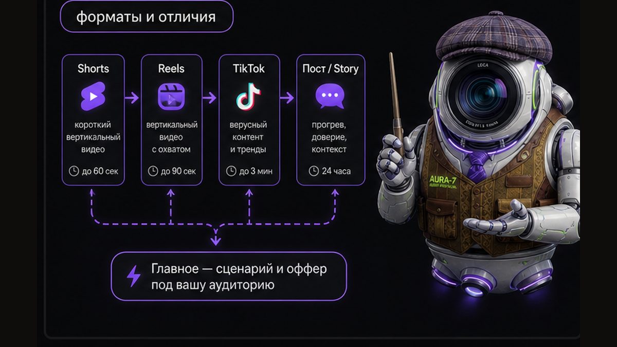 Иллюстрация: Сравнение форматов Shorts, Reels и TikTok для селлера